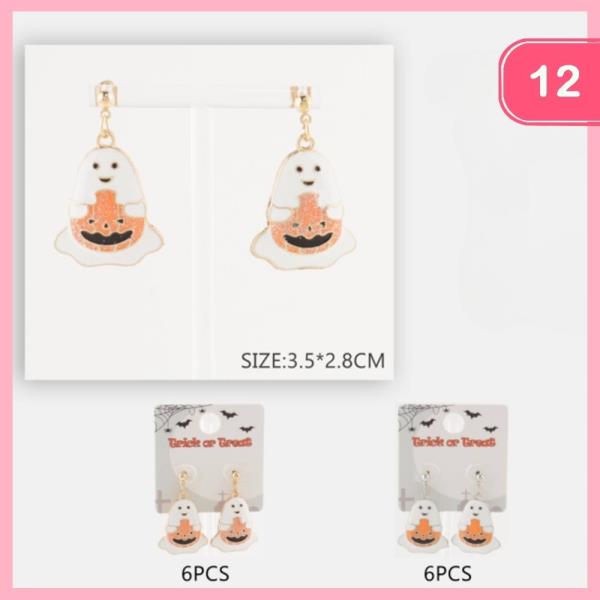 HALLOWEEN GHOST DANGLE EARRING (12 UNITS)