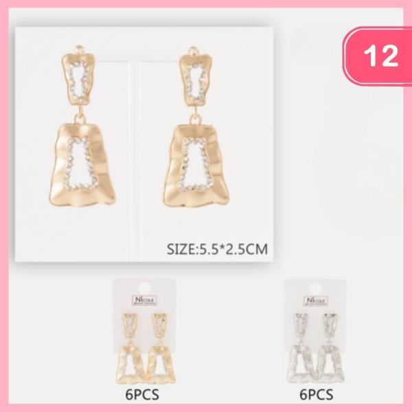 RHINESTONE METAL DANGLE EARRING (12 UNITS)