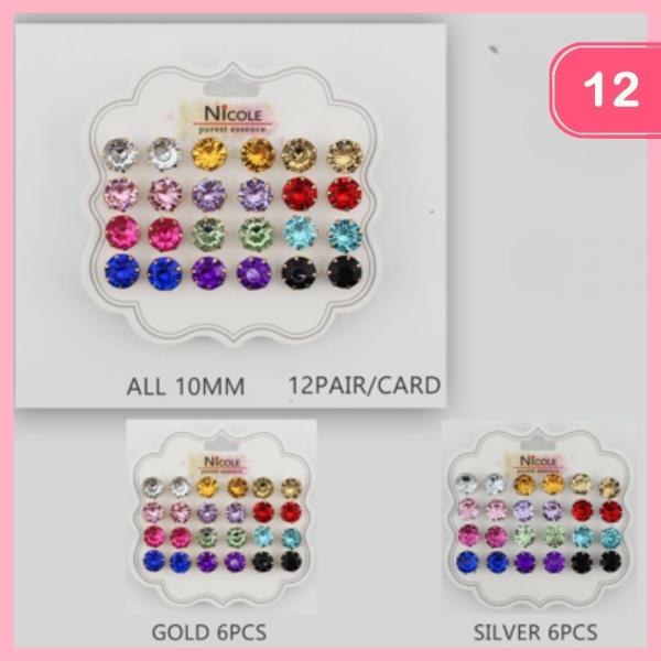 RHINESTONE POST EARRING (12 UNITS)