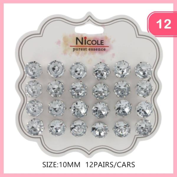 RHINESTONE POST EARRING (12 UNITS)