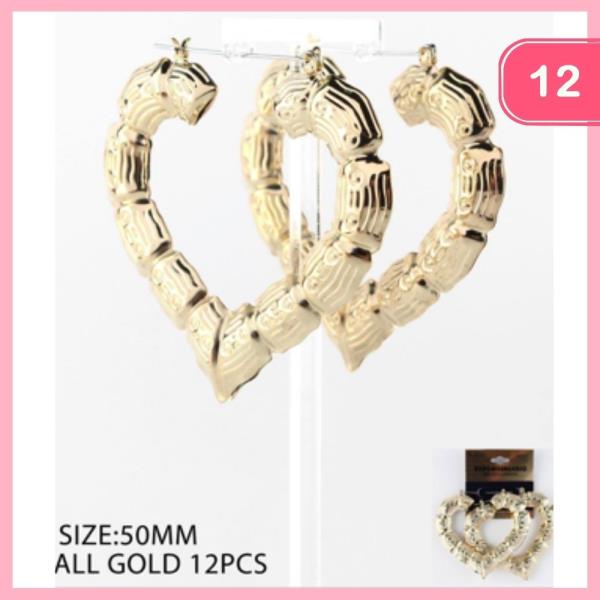 BAMBOO HEART EARRINGS (12 UNITS)