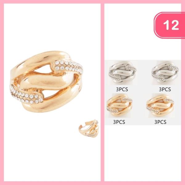 RHINESTONE TWIST RING (12 UNITS)