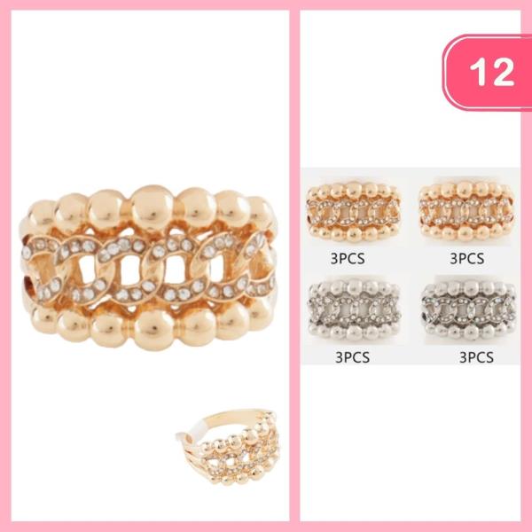 CHAIN LINK RHINESTONE RING (12 UNITS)