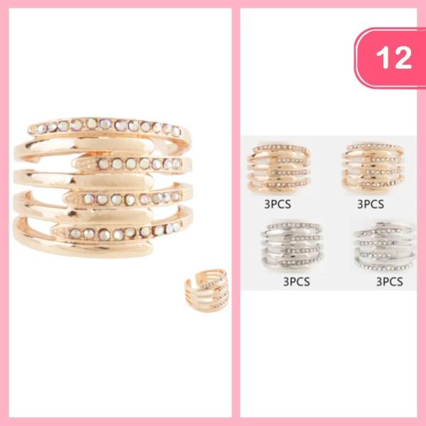 LAYERED RHINESTONE RING (12 UNITS)