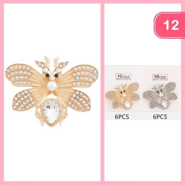 RHINESTONE BUTTERFLY BROOCH (12 UNITS)