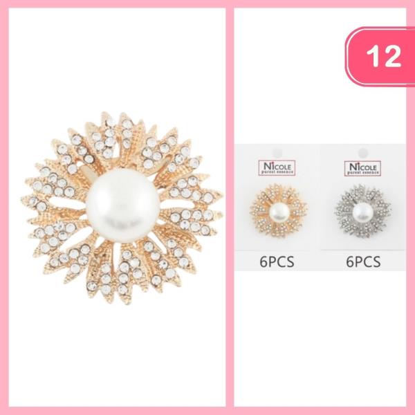 RHINESTONE PEARL BROOCH (12 UNITS)