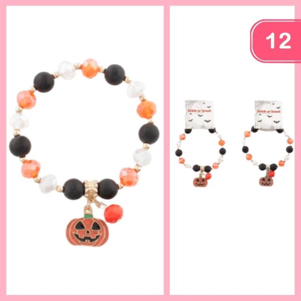 HALLOWEEN CHARM BEADED BRACELET (12 UNITS)