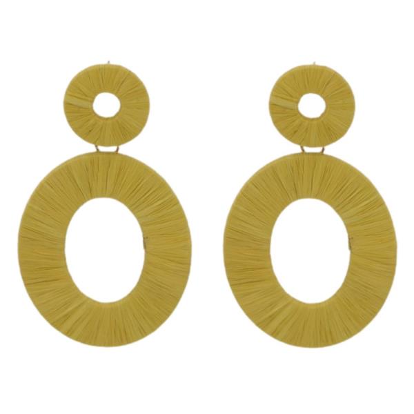 CIRCLE OVAL LINK RAFFIA DANGLE EARRING