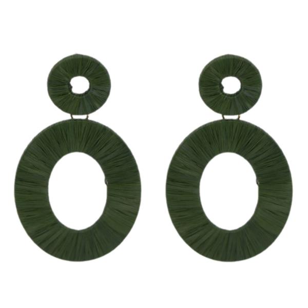 CIRCLE OVAL LINK RAFFIA DANGLE EARRING