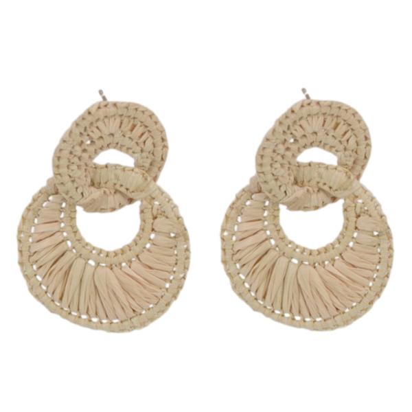 DOUBLE CIRCLE RAFFIA EARRING