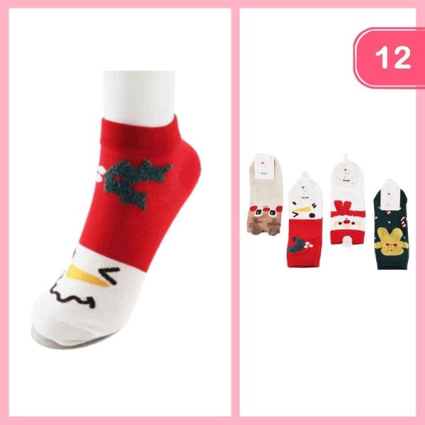 CHRISTMAS ANKLE SOCKS (12 UNITS)