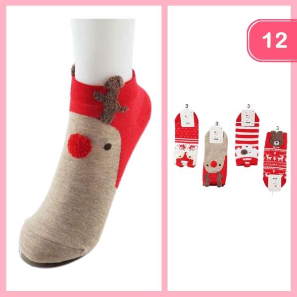 CHRISTMAS ANKLE SOCKS (12 UNITS)