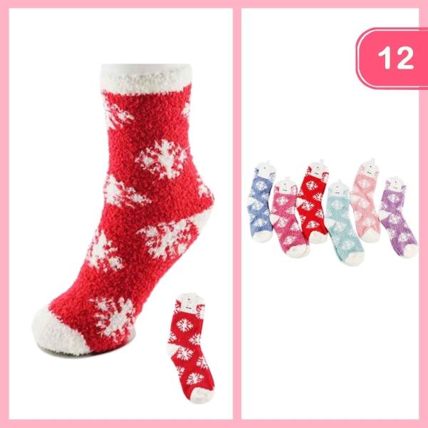 WARM CHRISTMAS SNOWFLAKE SOCKS (12 UNITS)