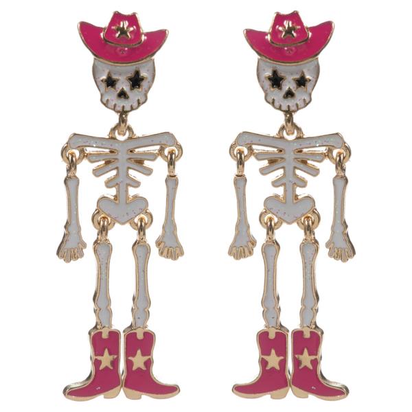 SKELETON WITH WESTERN HAT AND BOOTS POST EARRING