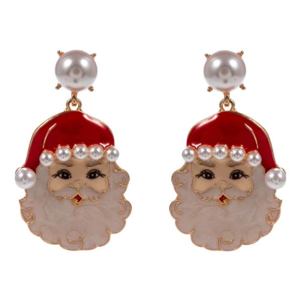 SANTA CLAUS SHAPED ENAMELED  HYPOALLERGENIC TITANIUM EARRING