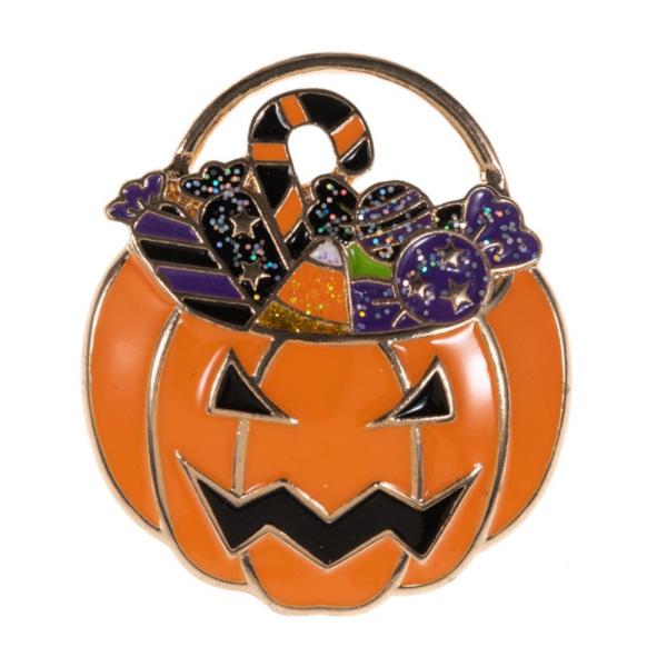 PUMPKIN SHAPED BASKET WITH CANDY SINGLE BROOCH