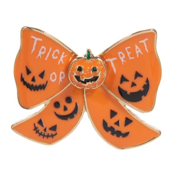 PUMPKIN WITH ENAMELED BOW SINGLE BROOCH