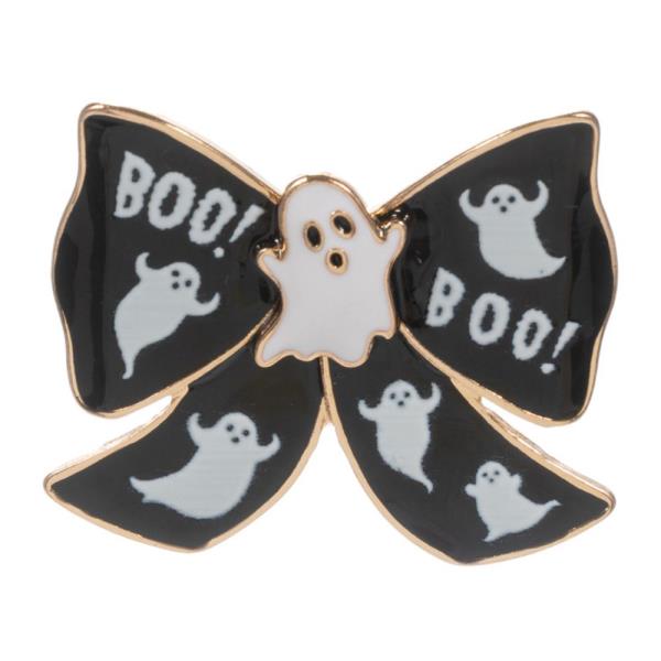 GHOST WITH ENAMELED BOW SINGLE BROOCH