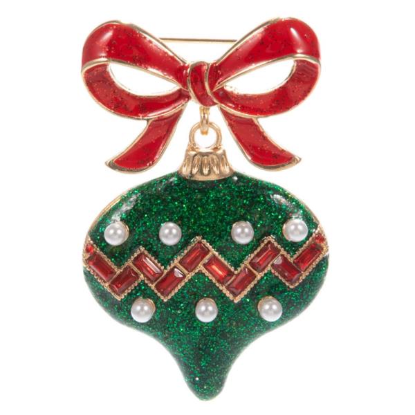 BOW ENAMELED ORNAMENTS SINGLE BROOCH