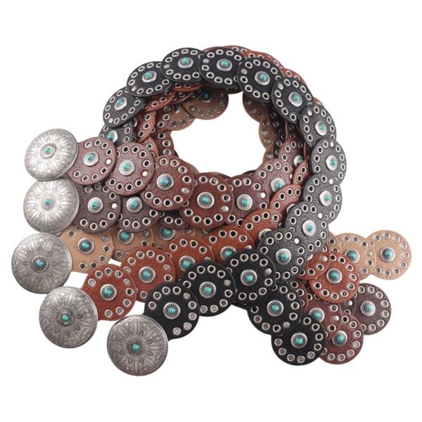 SUEDE TEXTURED METAL EYELET CIRCLE WESTERN Y2K STYLE BELT