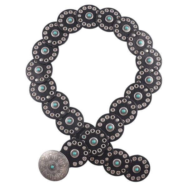 SUEDE TEXTURED METAL EYELET CIRCLE WESTERN Y2K STYLE BELT