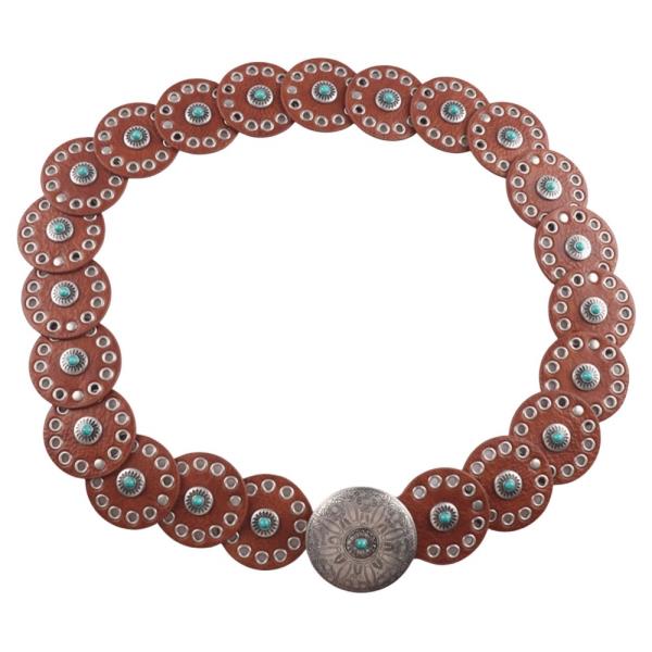 SUEDE TEXTURED METAL EYELET CIRCLE WESTERN Y2K STYLE BELT