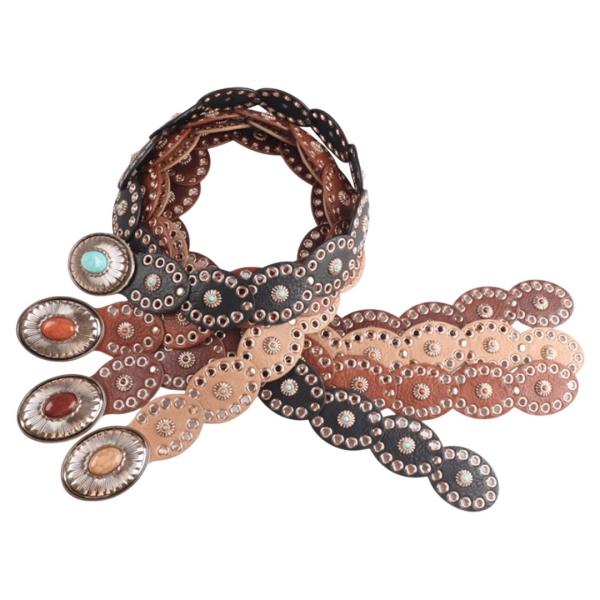 WESTERN Y2K OVAL CONCHO METAL LINK BELT