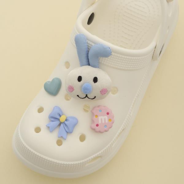 CUTE PUFFY BUNNY BOW HEART SHOE CHARM