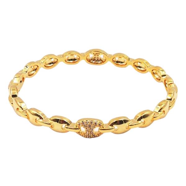 18K BRASS OVAL LINK HINGED BANGLE BRACELET