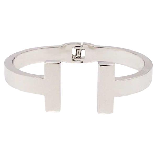 STAINLESS STEEL DOUBLE BAR HINGED METAL BANGLE BRACELET