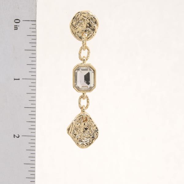 STONE COIN LINK METAL DANGLE EARRING