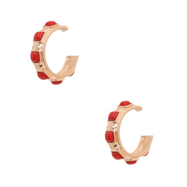 SQUARE BEAD OPEN HOOP METAL EARRING