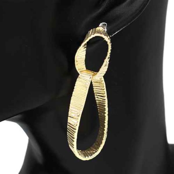 TEXTURED METAL INFINITY LOOP DANGLE EARRING