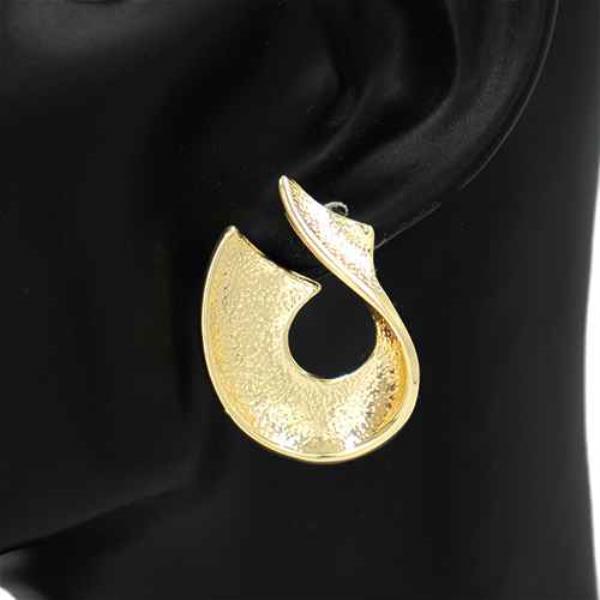 TEXTURED METAL ABSTRACT SWIRL STUD EARRING