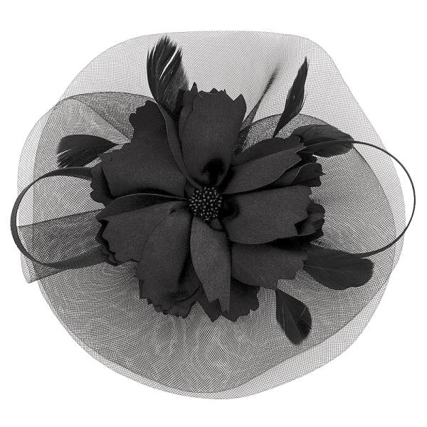 FLOWER FEATHER MESH FASCINATOR