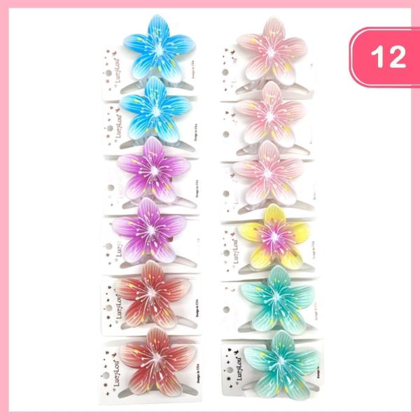 HAWAIIAN FLOWER HAIR CLAW CLIP (12 UNITS)