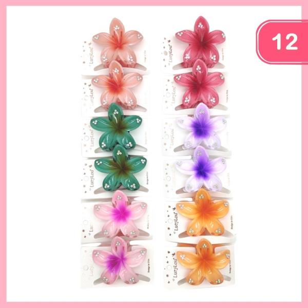 RHINESTONE FLOWER HAIR CLAW CLIP (12 UNITS)