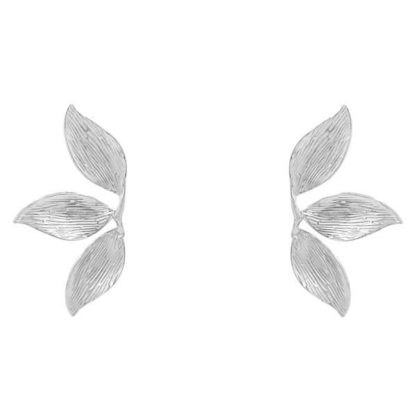 STAINLESS HALF LEAVES STUD METAL EARRING