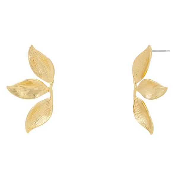 STAINLESS HALF LEAVES STUD METAL EARRING