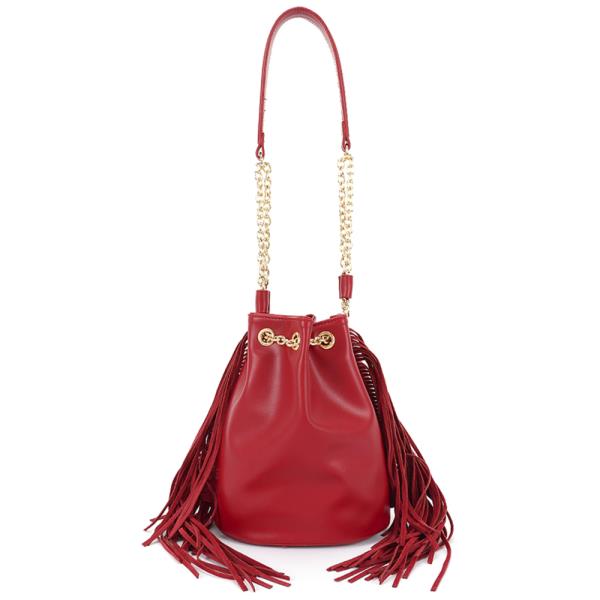 CHIC FRINGE AND CHAIN BUCKET BAG