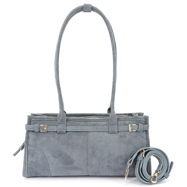 SUEDE SHOULDER BAG WITH STRAPS