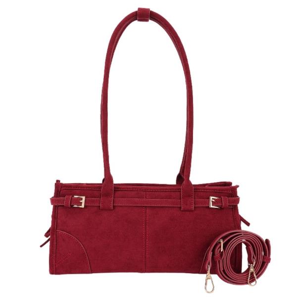 SUEDE SHOULDER BAG WITH STRAPS