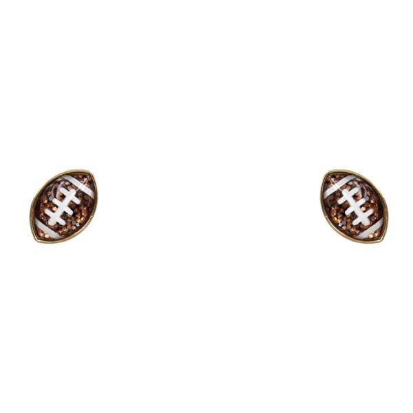 GLITTER FOOTBALL STUD EARRING