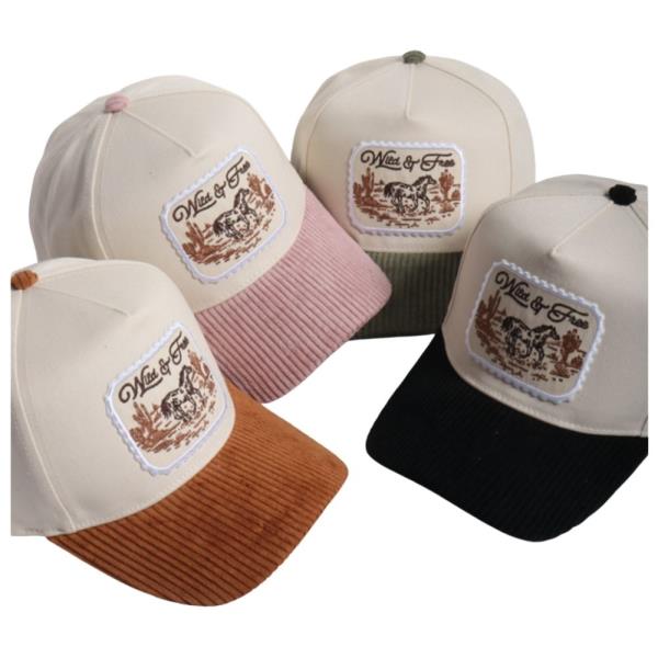 WILD & FREE COWBOY PATCH CORDUROY BRIM CAP