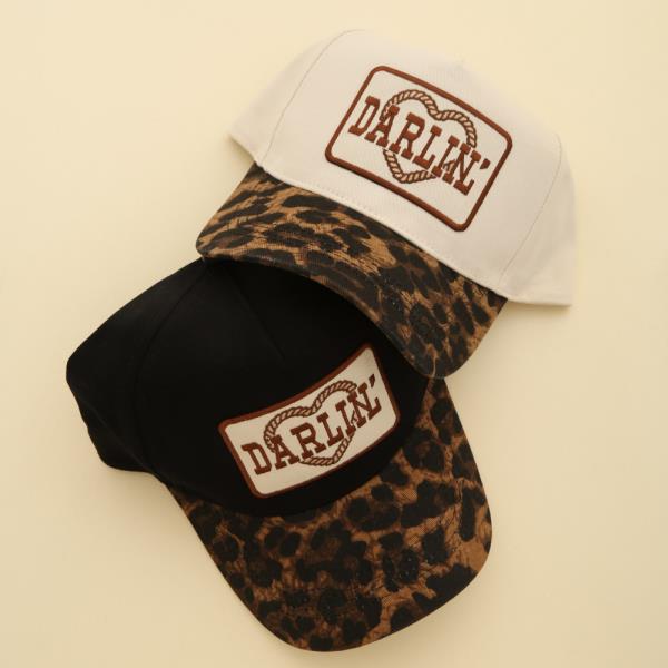 DARLIN` PATCH 5 PANEL LEOPARD BRIM PRINT BASEBALL HAT