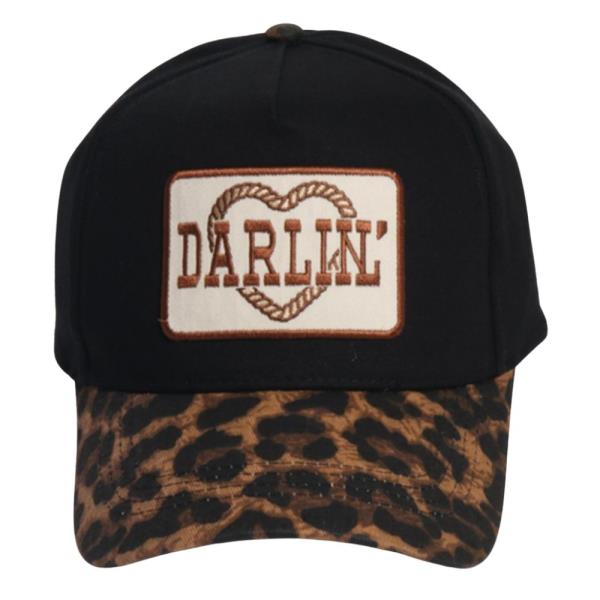 DARLIN` PATCH 5 PANEL LEOPARD BRIM PRINT BASEBALL HAT