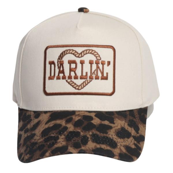 DARLIN` PATCH 5 PANEL LEOPARD BRIM PRINT BASEBALL HAT