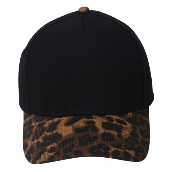 5 PANEL LEOPARD BRIM PRINT BASEBALL HAT