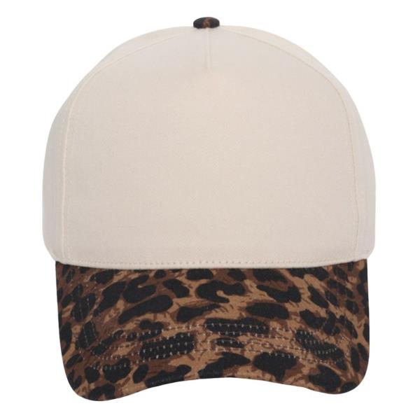 5 PANEL LEOPARD BRIM PRINT BASEBALL HAT