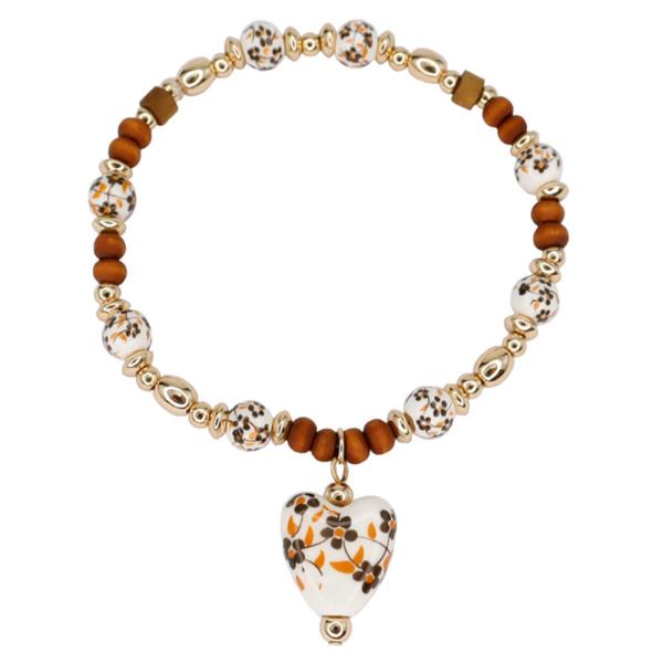 CERAMIC HEART SHAPE BEAD BRACELET